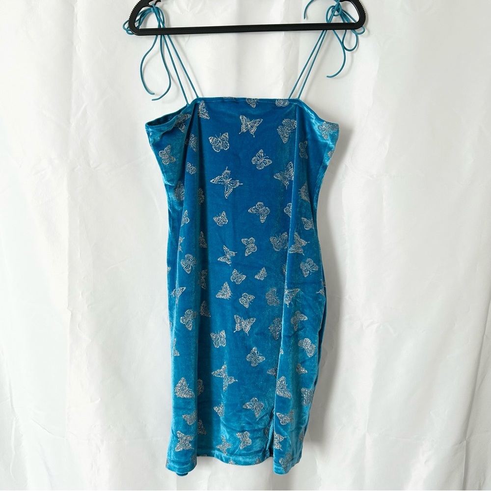 SHEIN Blue Butterfly Print Mini Dress